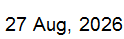 27 Aug, 2026