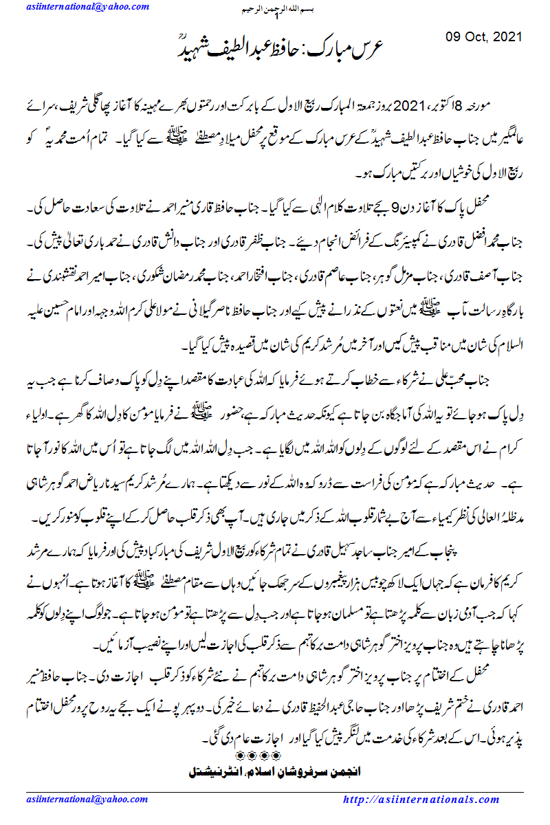 عرس مبارک -  Urs Abdul Lateef Shaheed R.A